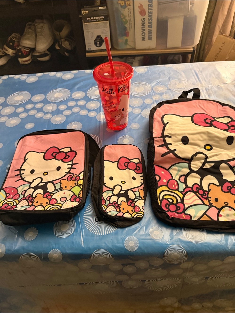 Hello Kitty Pink Backpack, Lunch Bag, Pencil Case & Red Tumbler Set
